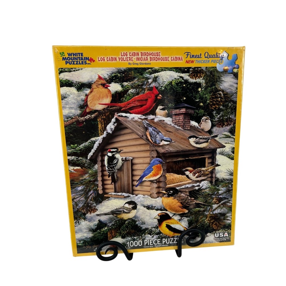 White Mountain Log Cabin Birdhouse 1000 Piece Jigsaw Puzzle Giordano NEW